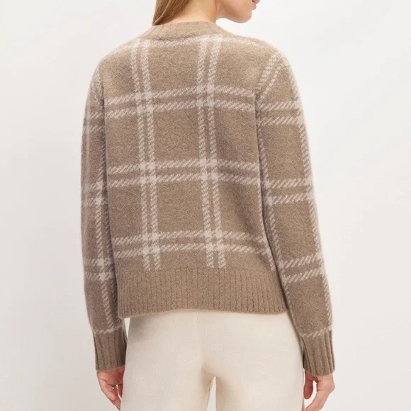 Everlane Beige Plaid Crewneck Sweater with White Windowpane - Picture 3 of 13
